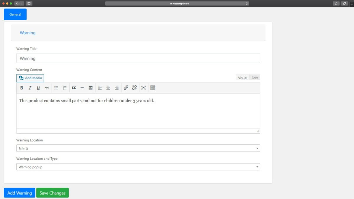 Product Warnings & Disclaimers project screenshot 1